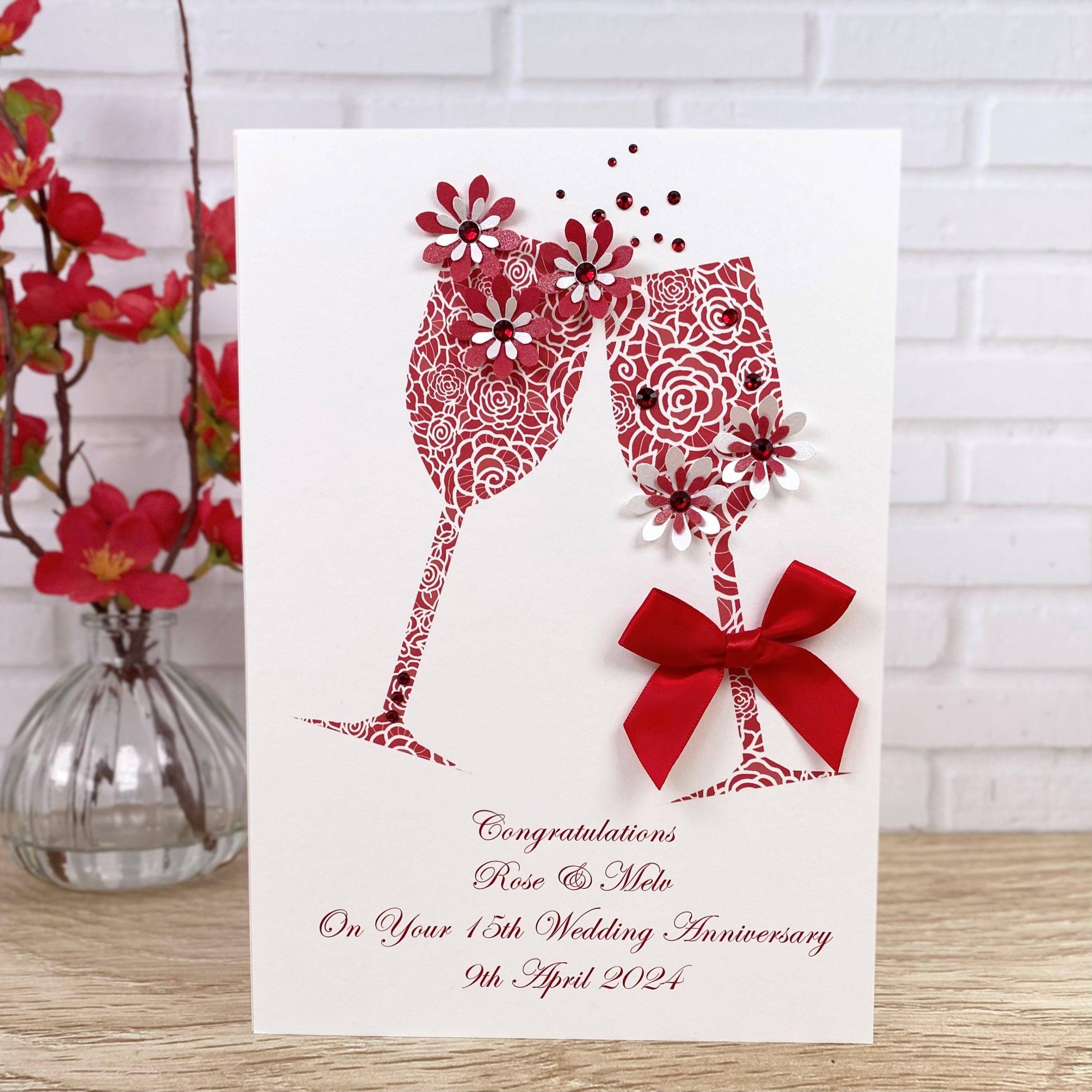 Handmade 15th Wedding Anniversary Card