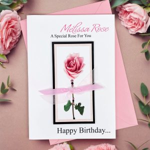 Handmade Birthday Card Birthday Pink Rose A5 large card