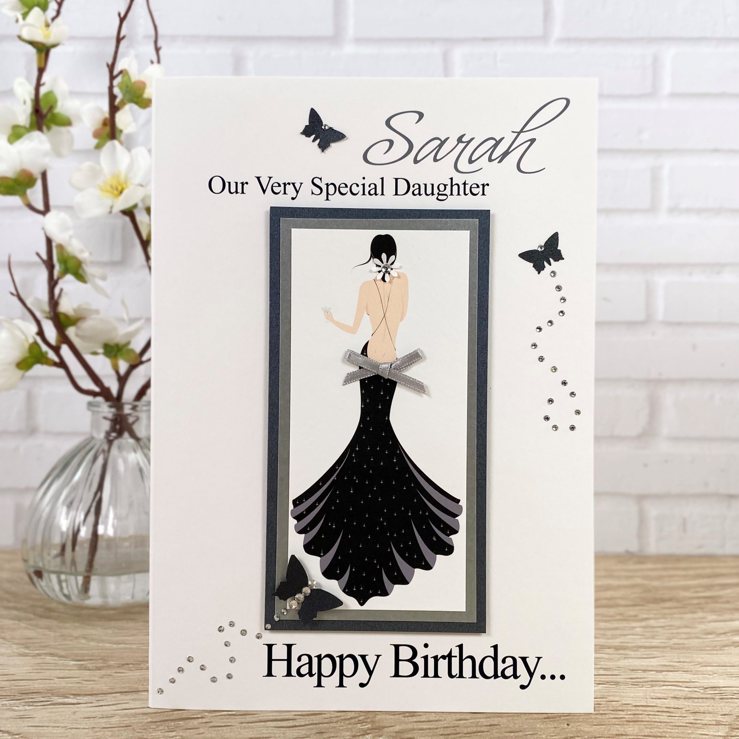 Handmade Birthday Card Black Evening Dress A5 Large Cards