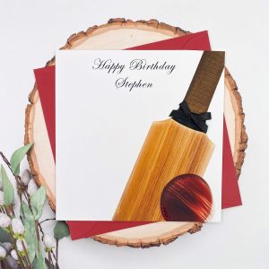 Handmade Birthday Card Cricket Square Card