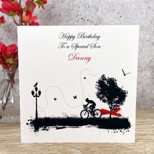 Handmade Birthday Card Cycling A5 Large Card