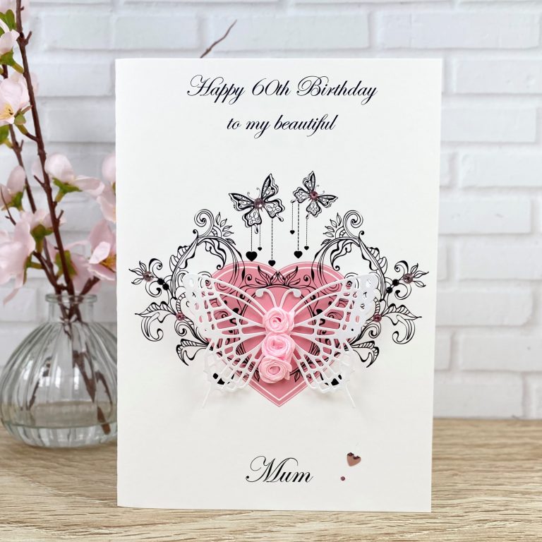 Luxury Handmade Birthday Card ‘Rosebud Butterfly’