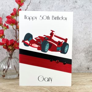Handmade Birthday Card Red Racing Car A5 Large Card