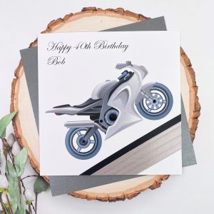 Handmade Birthday Card Silver Motorbike
