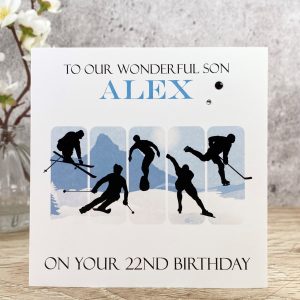 Handmade Birthday Card Skiing Square Card