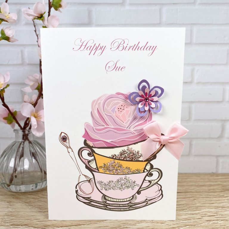 Handmade Birthday Card ‘Tea Cups’