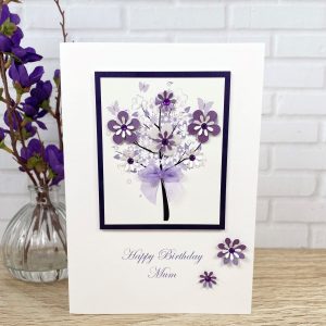 Handmade Birthday Cards Purple Flower Tree A5 Cards