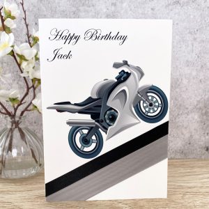 Handmade Birthday Cards Silver Motorbike