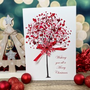Handmade Christmas Card Heart Snowflake Tree A5 large card