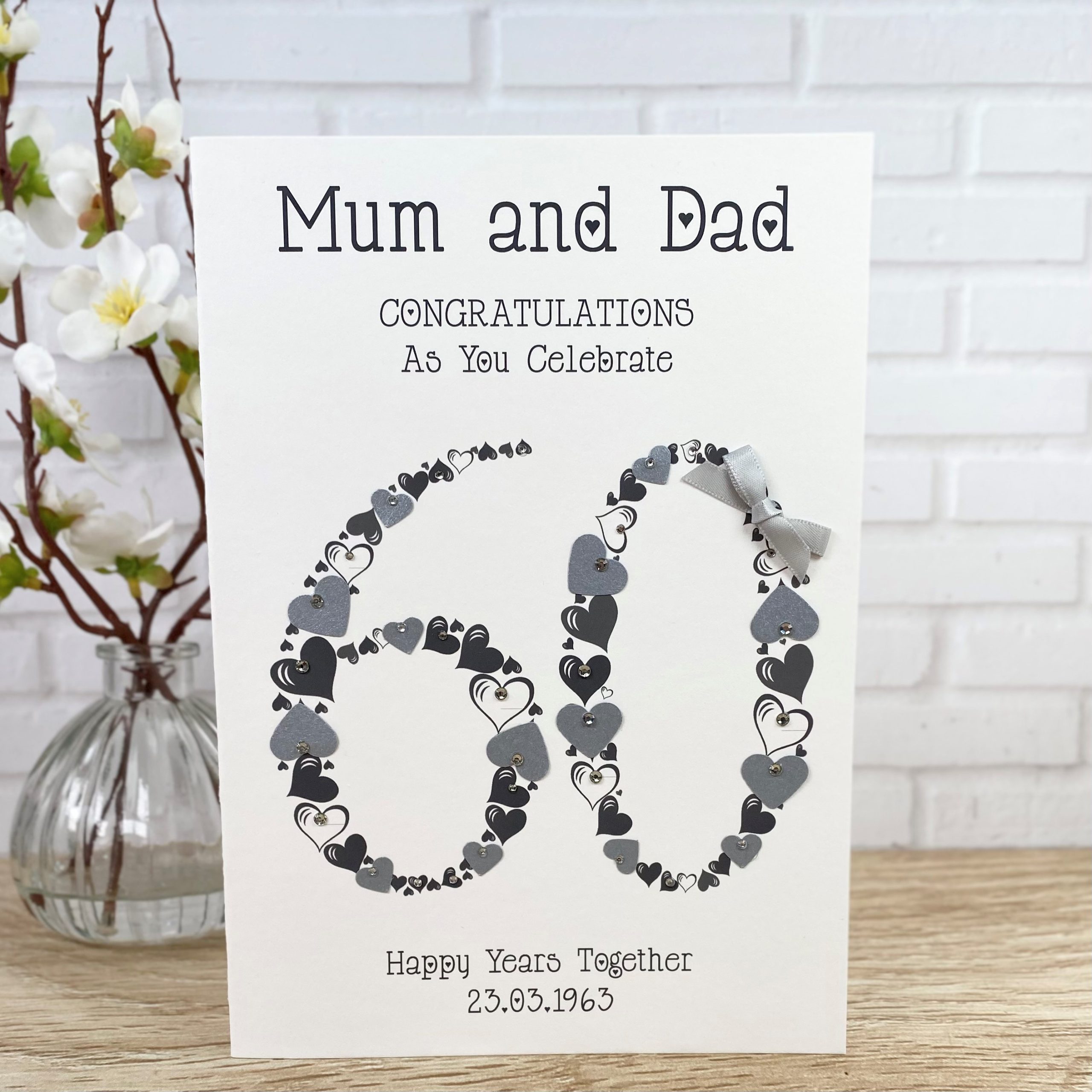 Handmade Diamond Wedding Anniversary Card A5 Card
