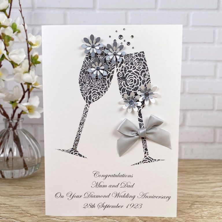 Handmade Diamond Wedding Anniversary Card ‘Toast’