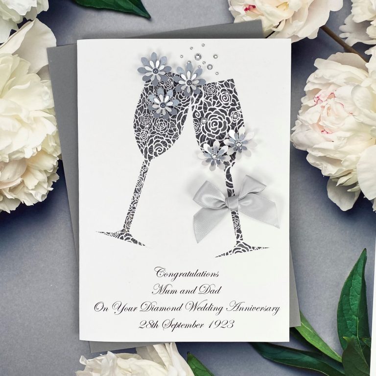 Handmade Diamond Wedding Anniversary Card ‘Toast’