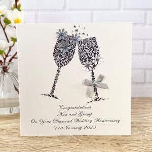 Handmade Diamond Wedding Anniversary Card Silver Toast A5 Large Card