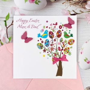 Handmade Easter Card Butterfly Easter Egg Tree Square Card