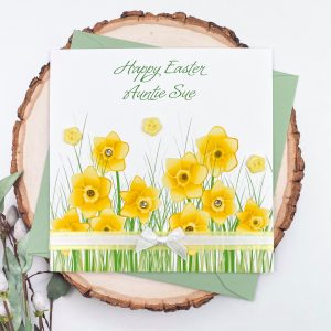 Handmade Easter Card Daffodils Square Card