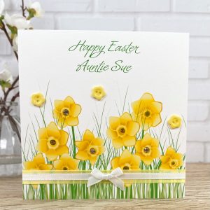 Handmade Easter Card Daffodils Square Card