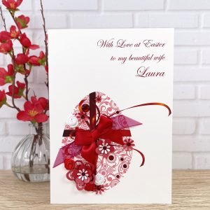 Handmade Easter Card Ruby Rosebud Easter Egg A5 Large Card