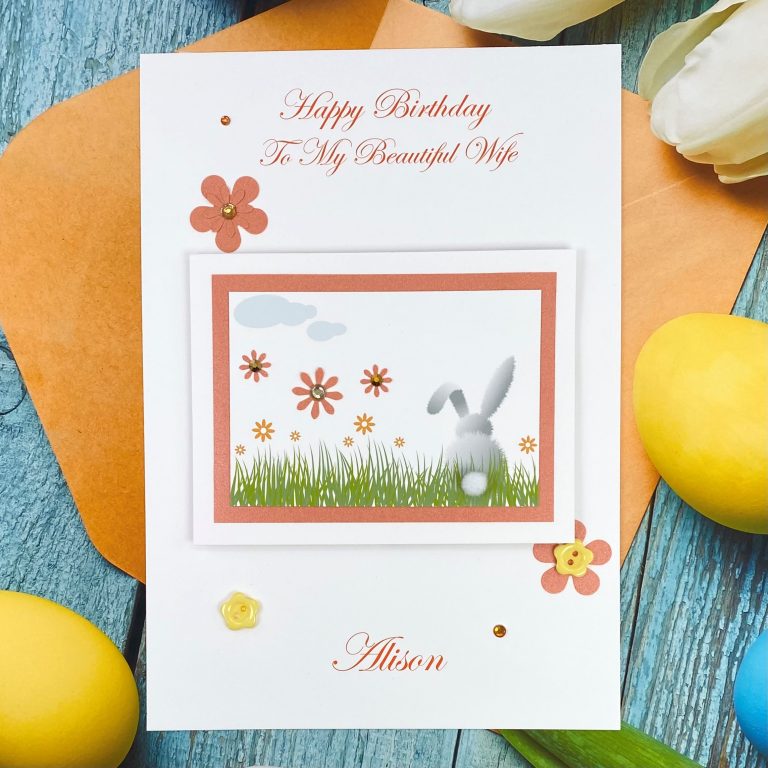 Handmade Easter Card ‘White Rabbit’