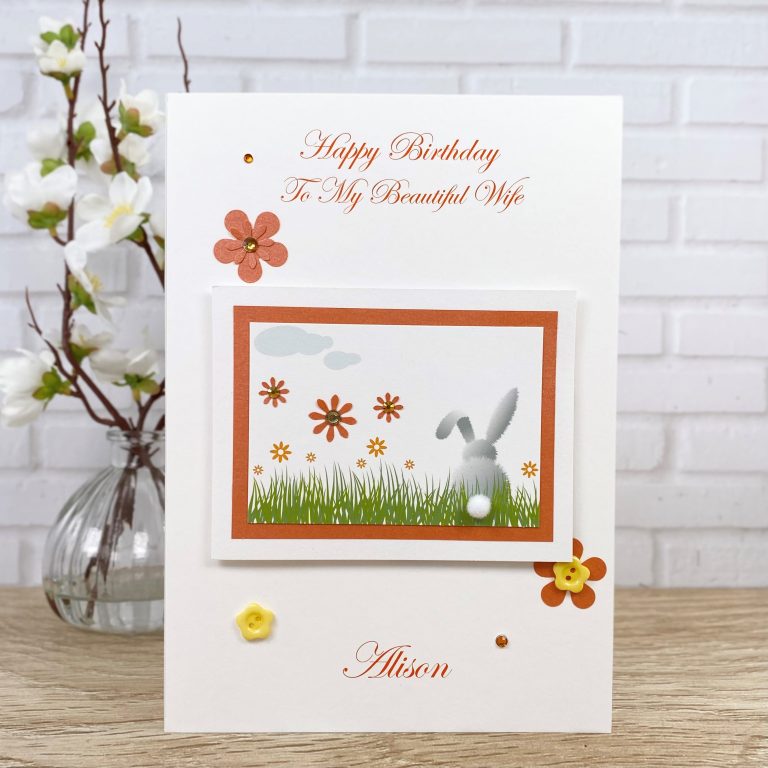 Handmade Easter Card ‘White Rabbit’