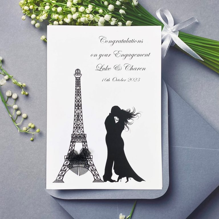 Handmade Engagement Card ‘Eiffel Tower’