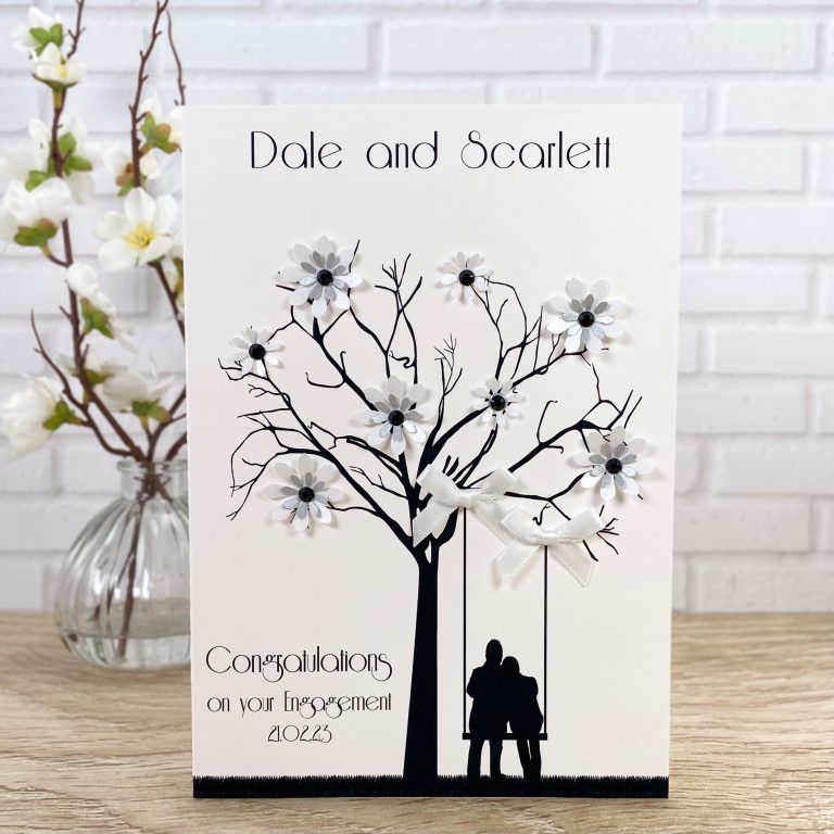 Handmade Engagement Card ‘Couple on Swing’