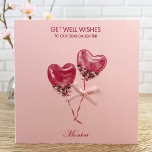 Handmade Get Well Card Heart Balloons Square Card