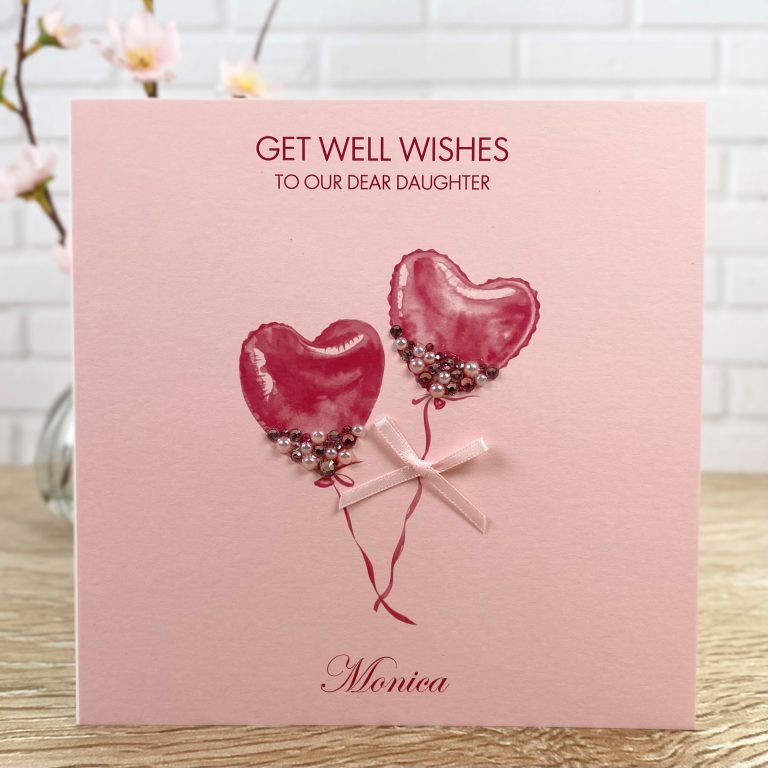 Handmade Get Well Card ‘Jewelled Balloons’