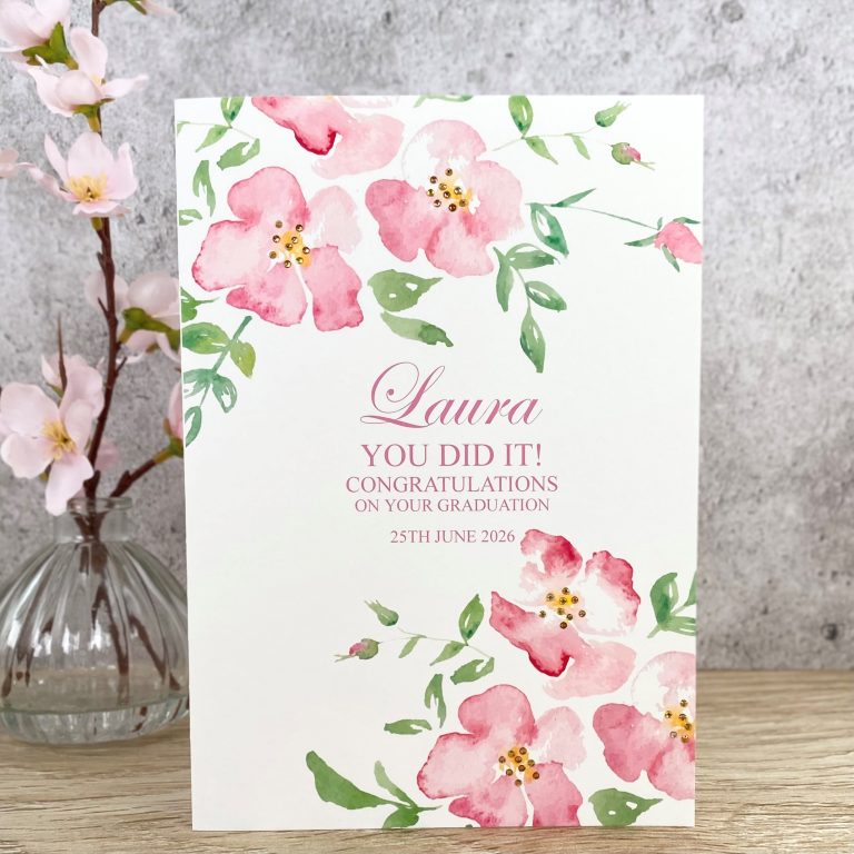Handmade Graduation Card ‘Wild Roses’