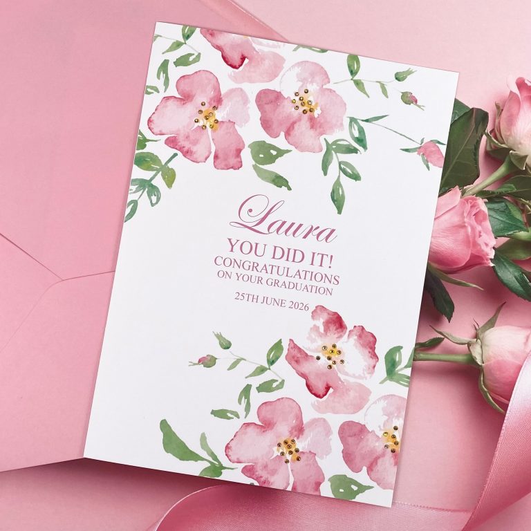 Handmade Graduation Card ‘Wild Roses’