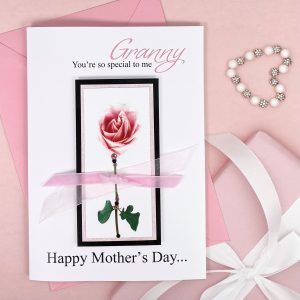 Handmade Mother's Day Card Pink Rosebud A5 Large Card