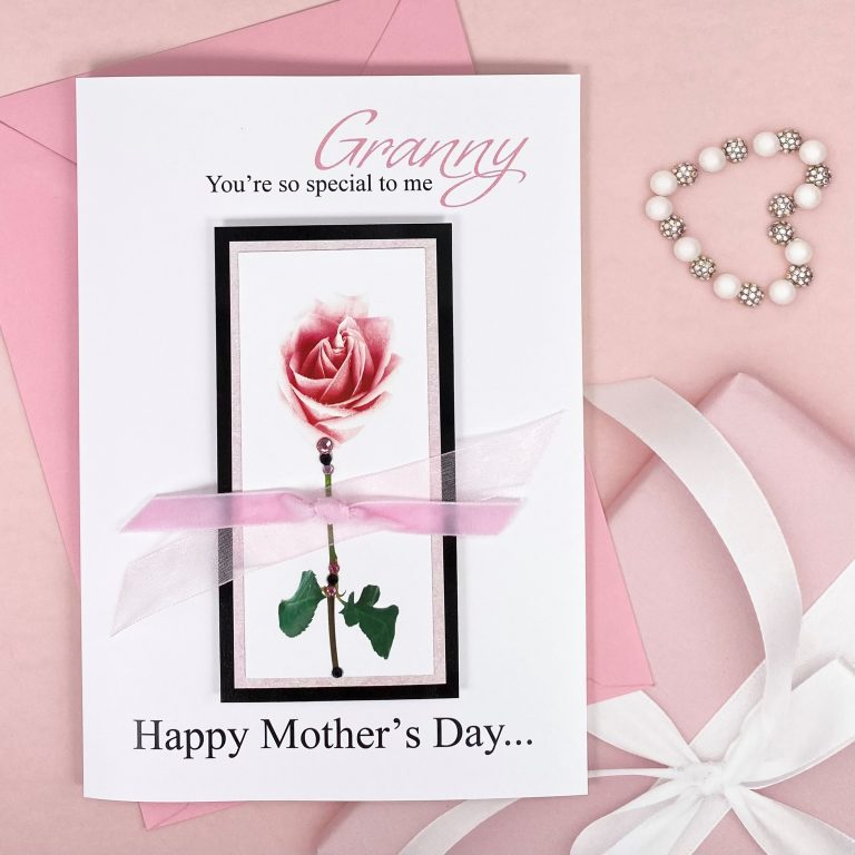 Luxury Handmade Mother’s Day Card ‘Pink Rose’