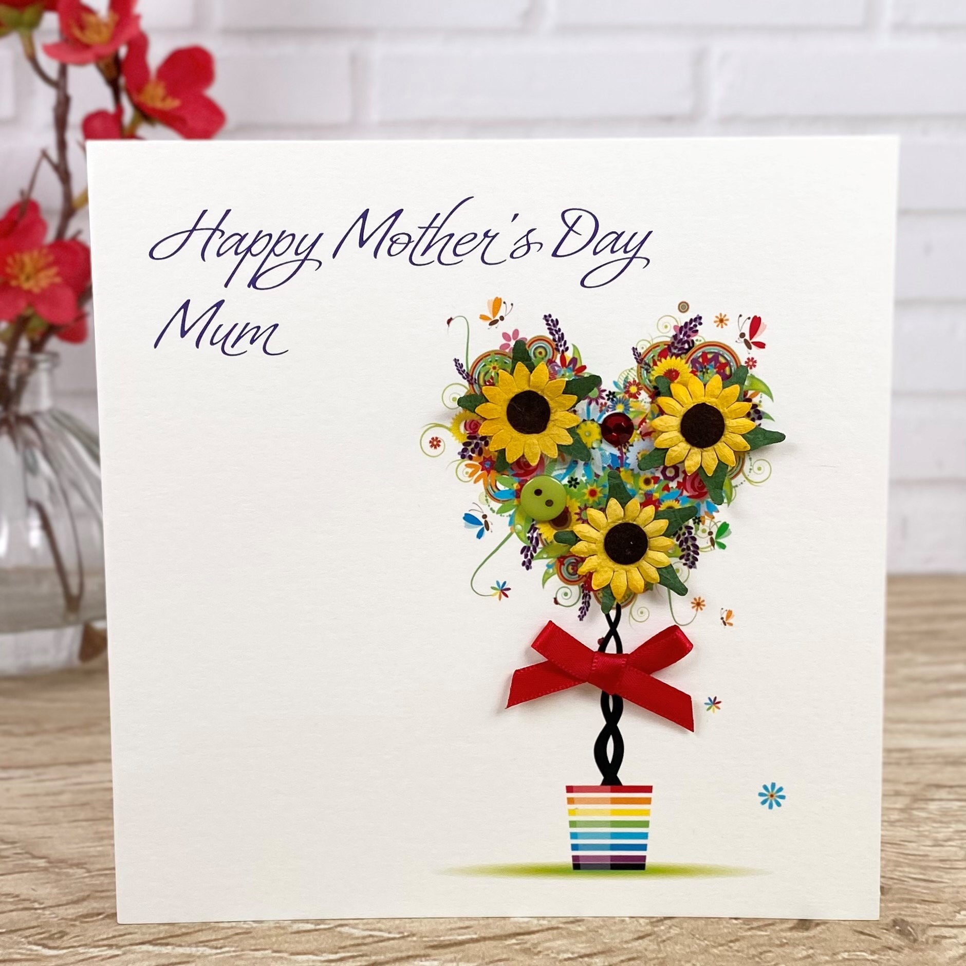 Handmade Mother's Day Card Sunflowers in Pot Square Card