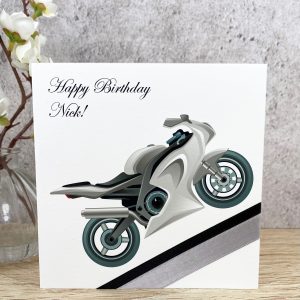 Handmade Motorbike Birthday Card Square Card