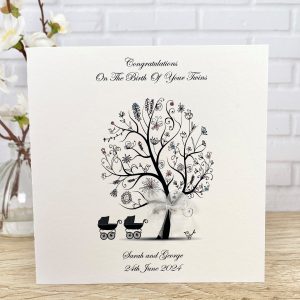 Handmade New Baby Twin Card A5 Large Card