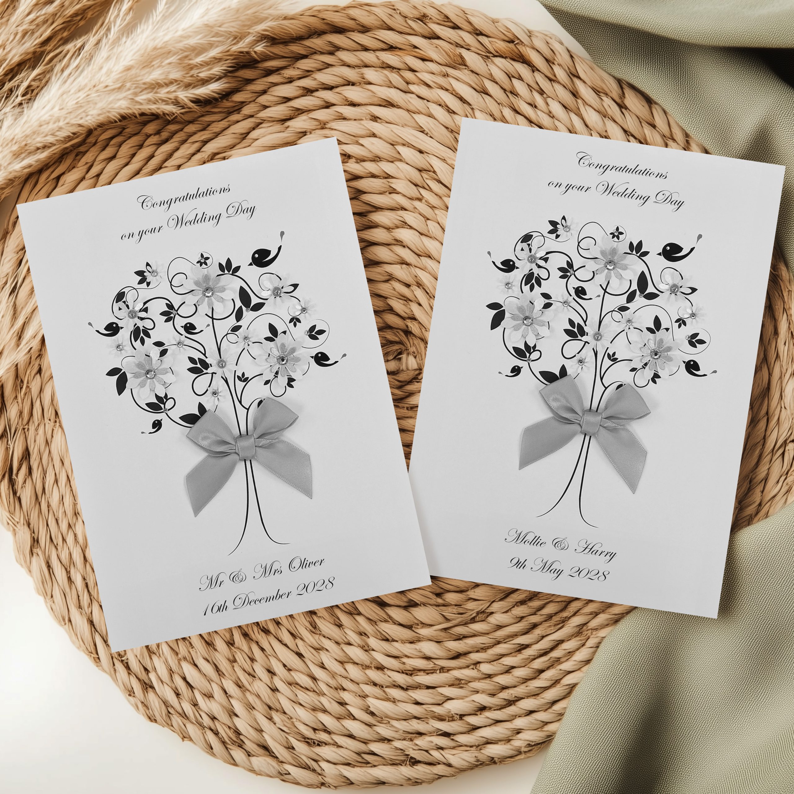 Handmade Personalised Love Bird Wedding Card