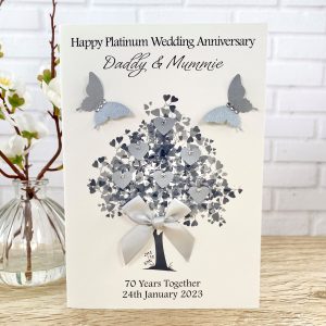 Handmade Platinum Wedding Anniversary Card A5 large card