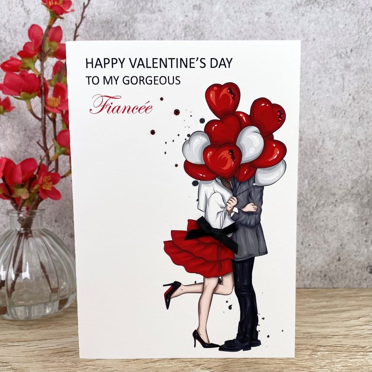 Handmade Valentines Card “Couple with Balloons”