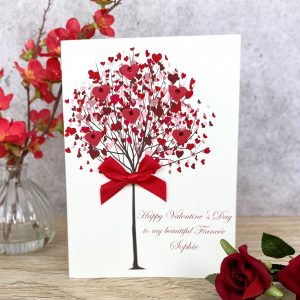 Handmade Valentine's Card Heart Tree A5 Card
