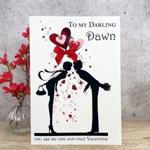 Handmade Valentine's Card Kissing Couple A4 Large Card