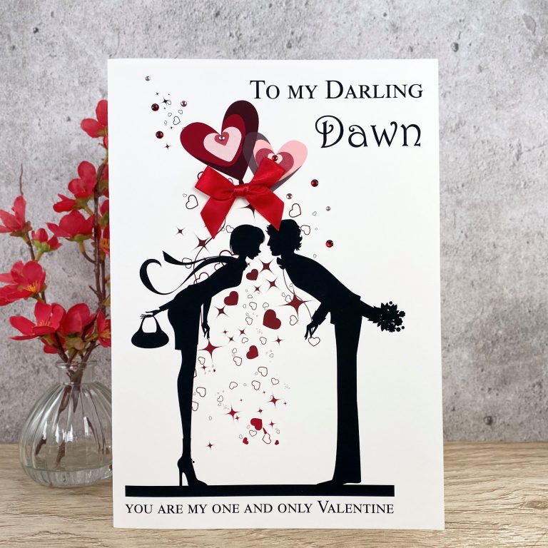 Handmade Valentines Card ‘Kissing Couple’