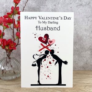 Handmade Valentine's Card Kissing Couple A5 Size Card