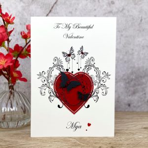 Handmade Valentine's Card Ornate Butterflies A5 Large Card
