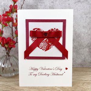 Handmade Valentine's Card Red Ribbon Heart A5 Large Card