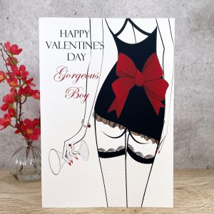 Handmade Valentine's Card Stockinged Lady A5 Cards