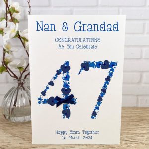 Handmade Wedding Anniversary 47 Years Blue Heart Numbers A5 Cards