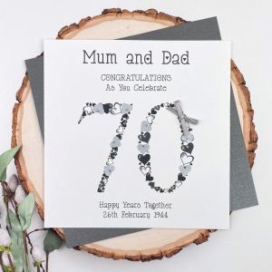 Handmade Wedding Anniversary Card 70th Platinum Square Card
