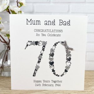 Handmade Wedding Anniversary Card 70th Platinum Square Card