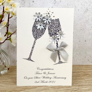 Handmade Wedding Anniversary Card Champagne Toast