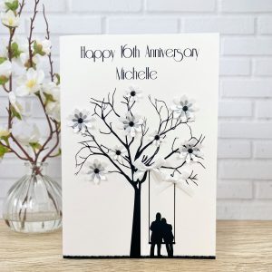 Handmade Wedding Anniversary Card Couple on Swing A5 Large Cards