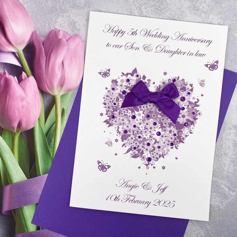 Handmade Wedding Anniversary Card ‘Floral Heart’
